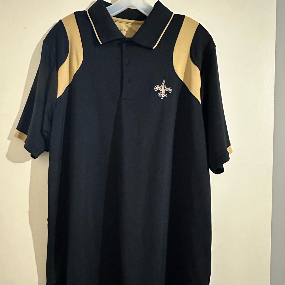 Antigua Black and Gold Saints Polo Shirt